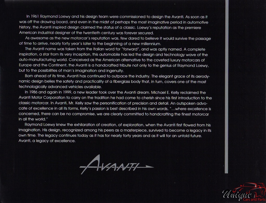 2002 Avanti Brochure Page 2